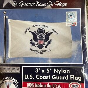 “U. S. Coast Guard Semper Paratus 1970” Nylon flag brand new in package USA made